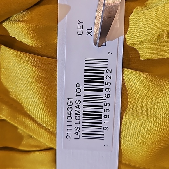 💕TRINA TURK💕 Las Lomas Top ~ CEY Mustard Yellow Neck Bow Tie XL NWT - Picture 9 of 10